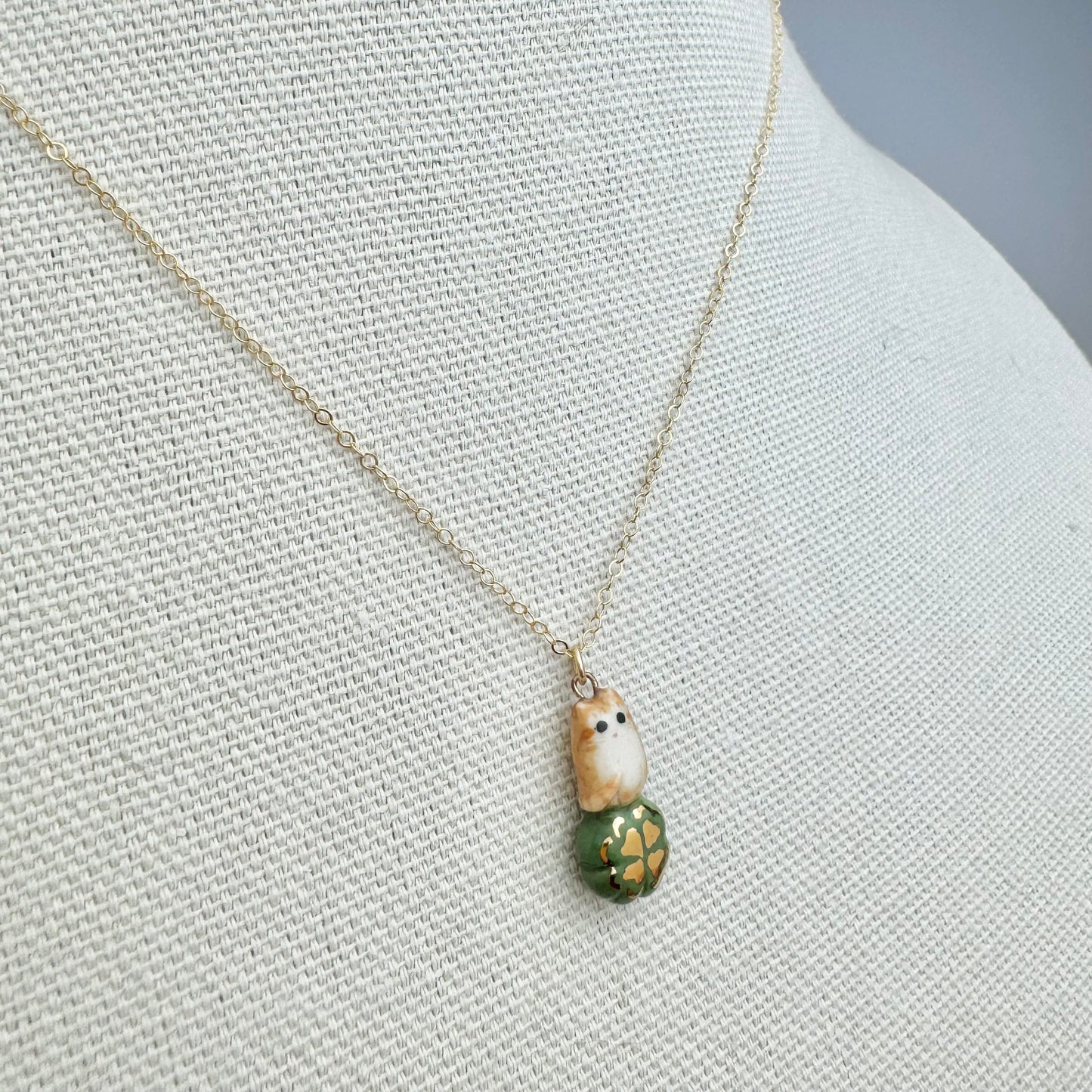Four Leaf Clover Cat Necklace