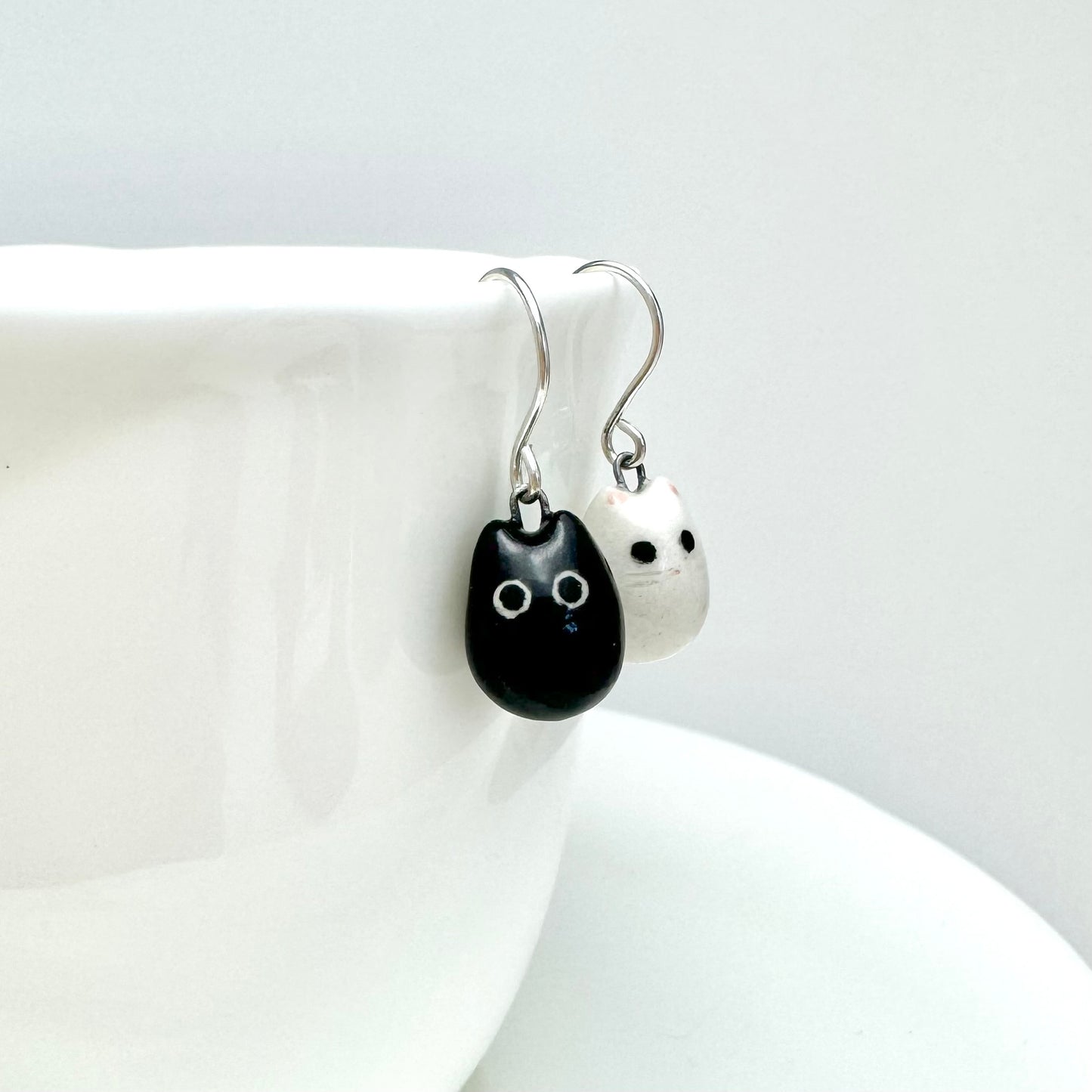 Black & White Cat Dangle Earrings