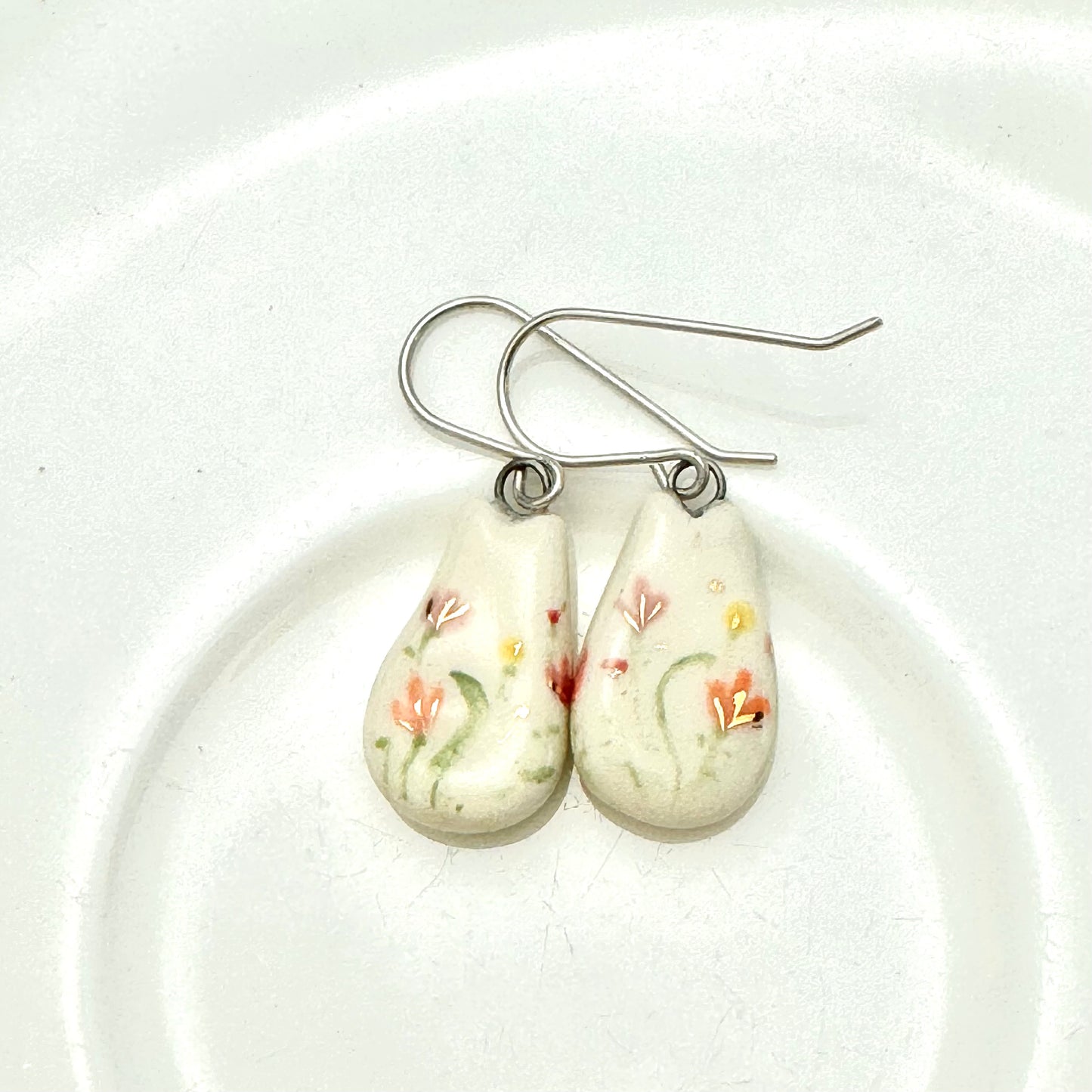 Flower Accented Cat Earrings
