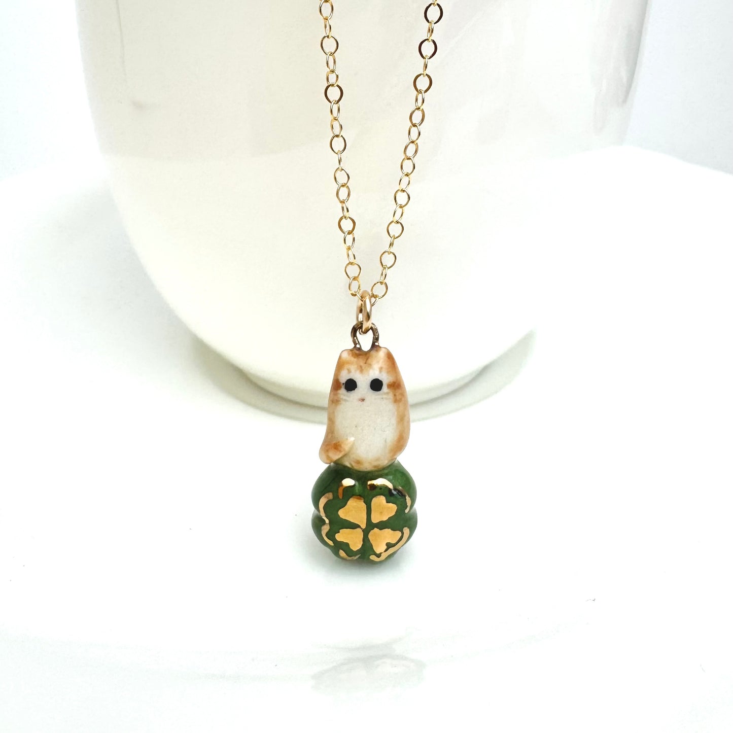 Four Leaf Clover Cat Necklace