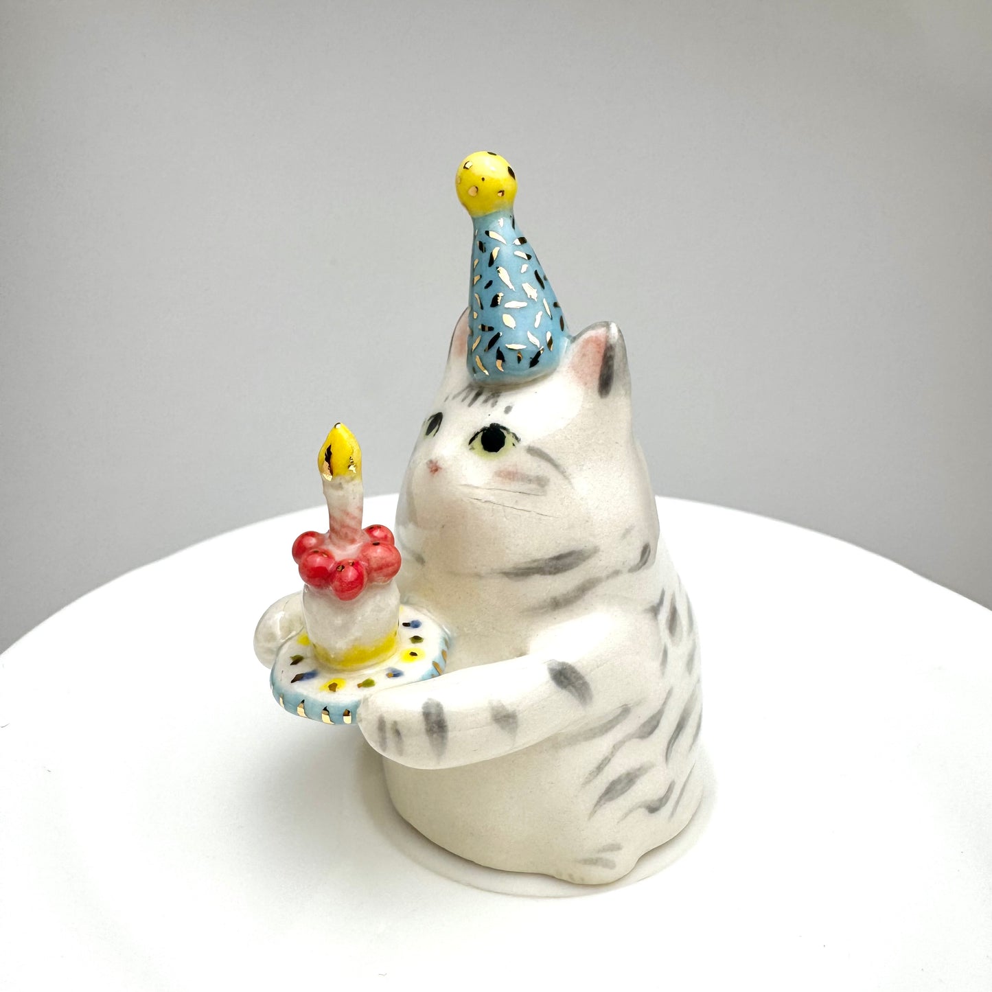 Birthday Cake Cat Figurine