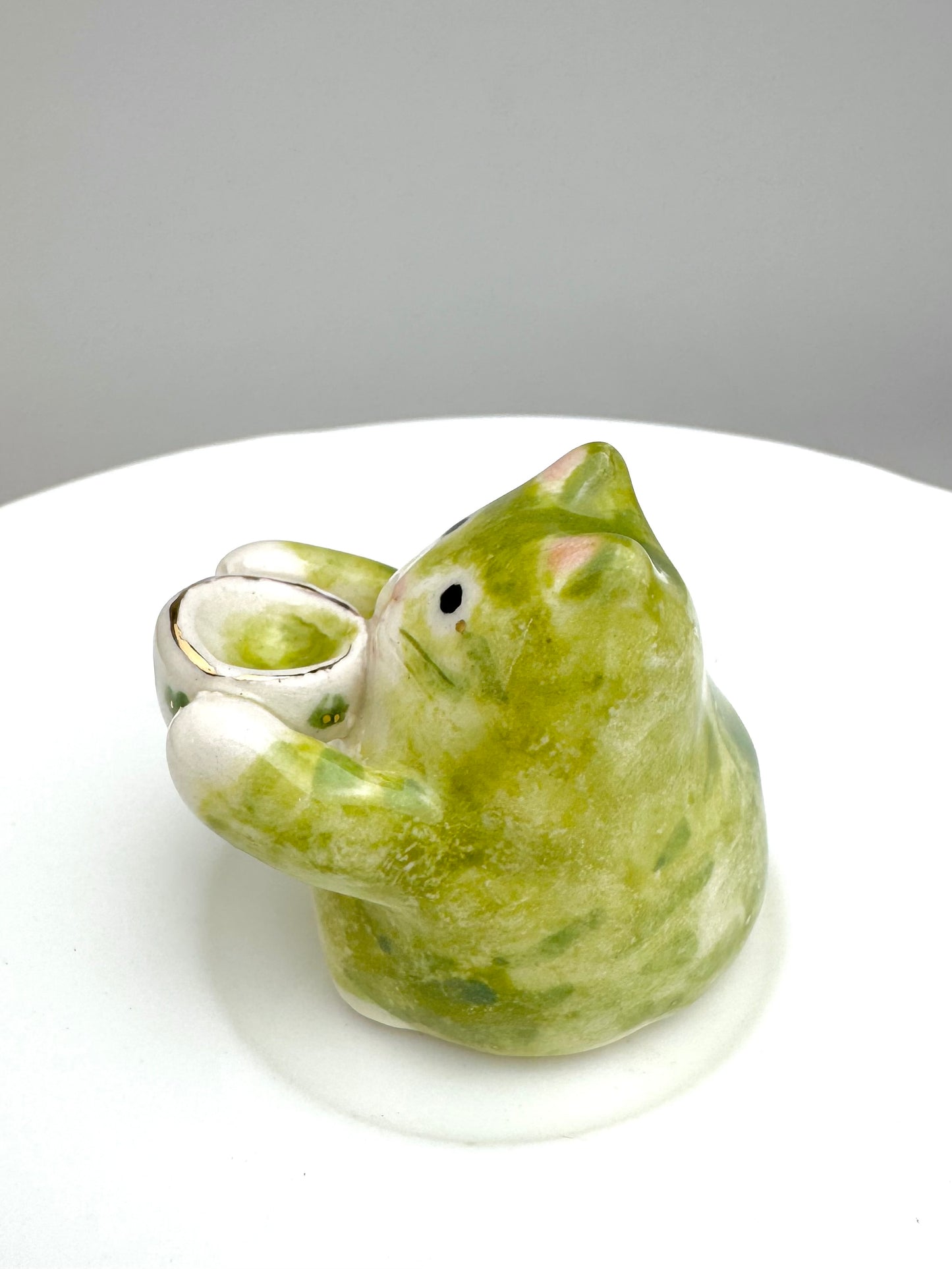 Green Tea Cat Figurine