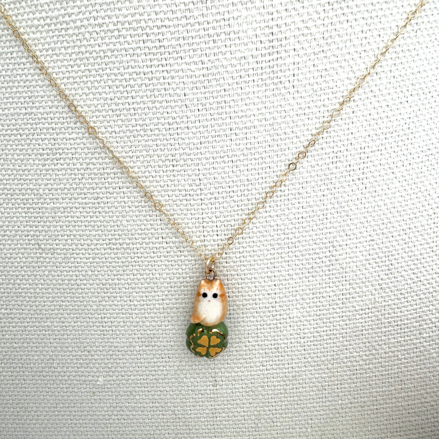 Four Leaf Clover Cat Necklace