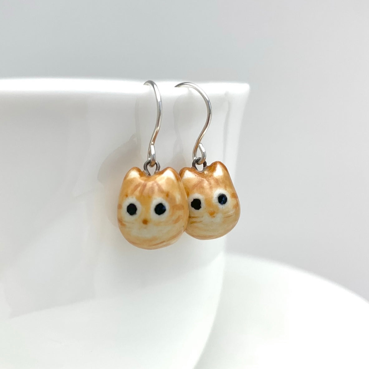 Orange Tabby Cat Dangle Earrings