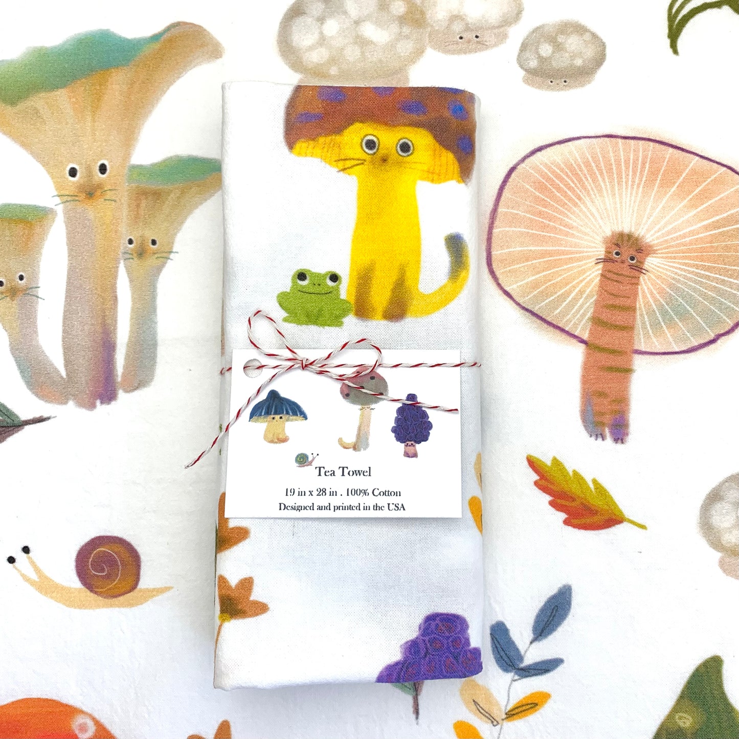Mushroom Cat Tea Towel