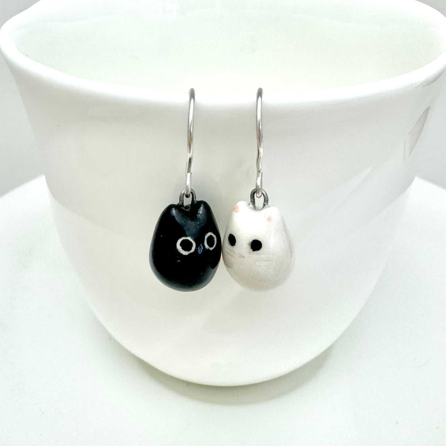Black & White Cat Dangle Earrings