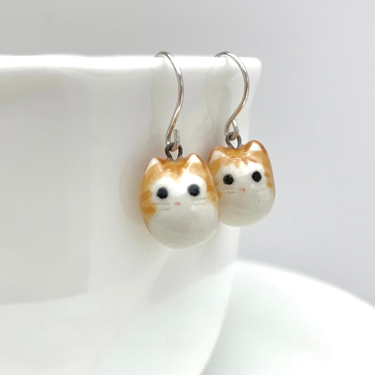 Orange Tabby Cat Dangle Earrings