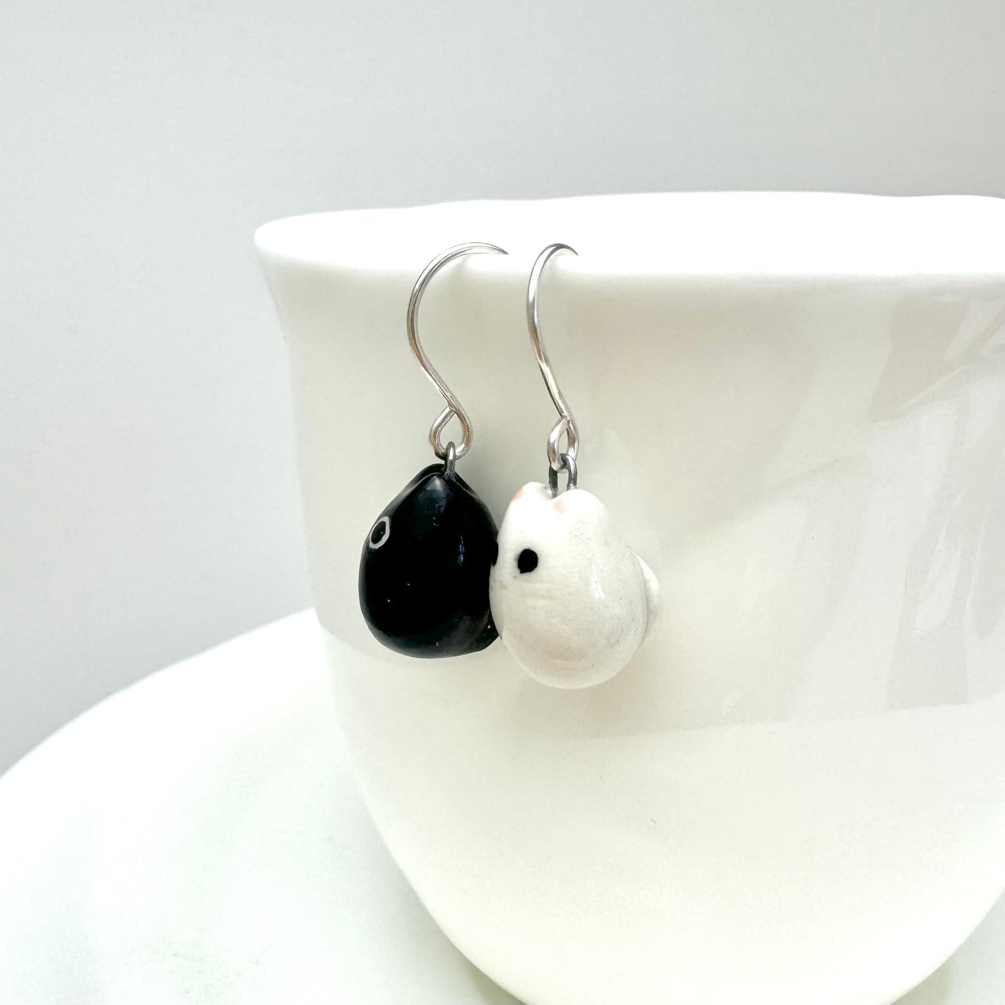 Black & White Cat Dangle Earrings