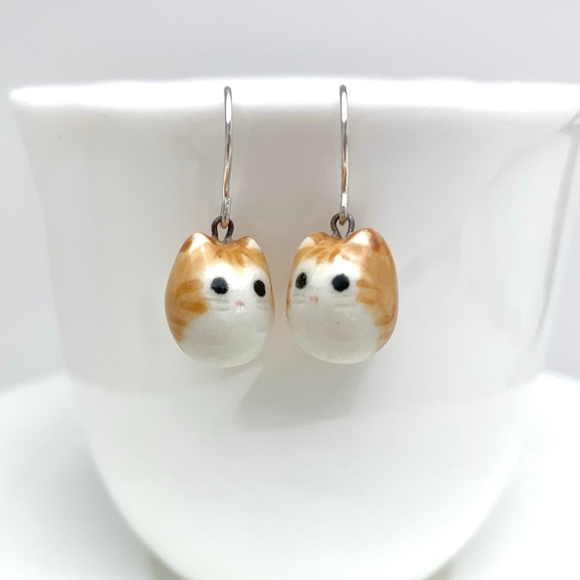Orange Tabby Cat Dangle Earrings