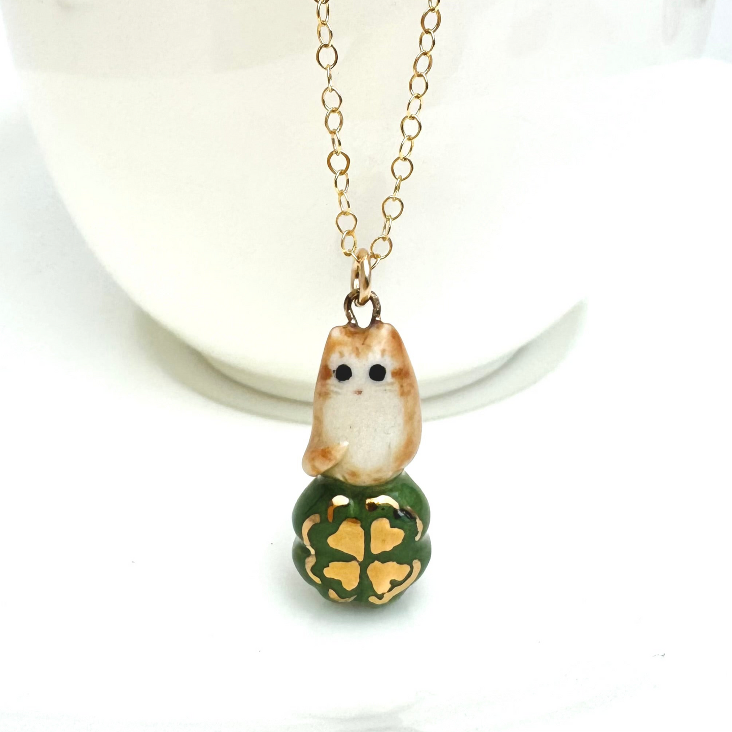 Four Leaf Clover Cat Necklace