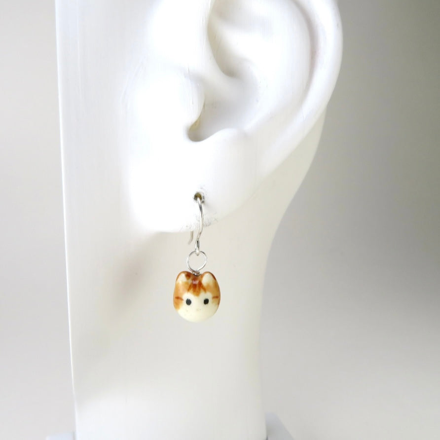 Orange Tabby Cat Dangle Earrings