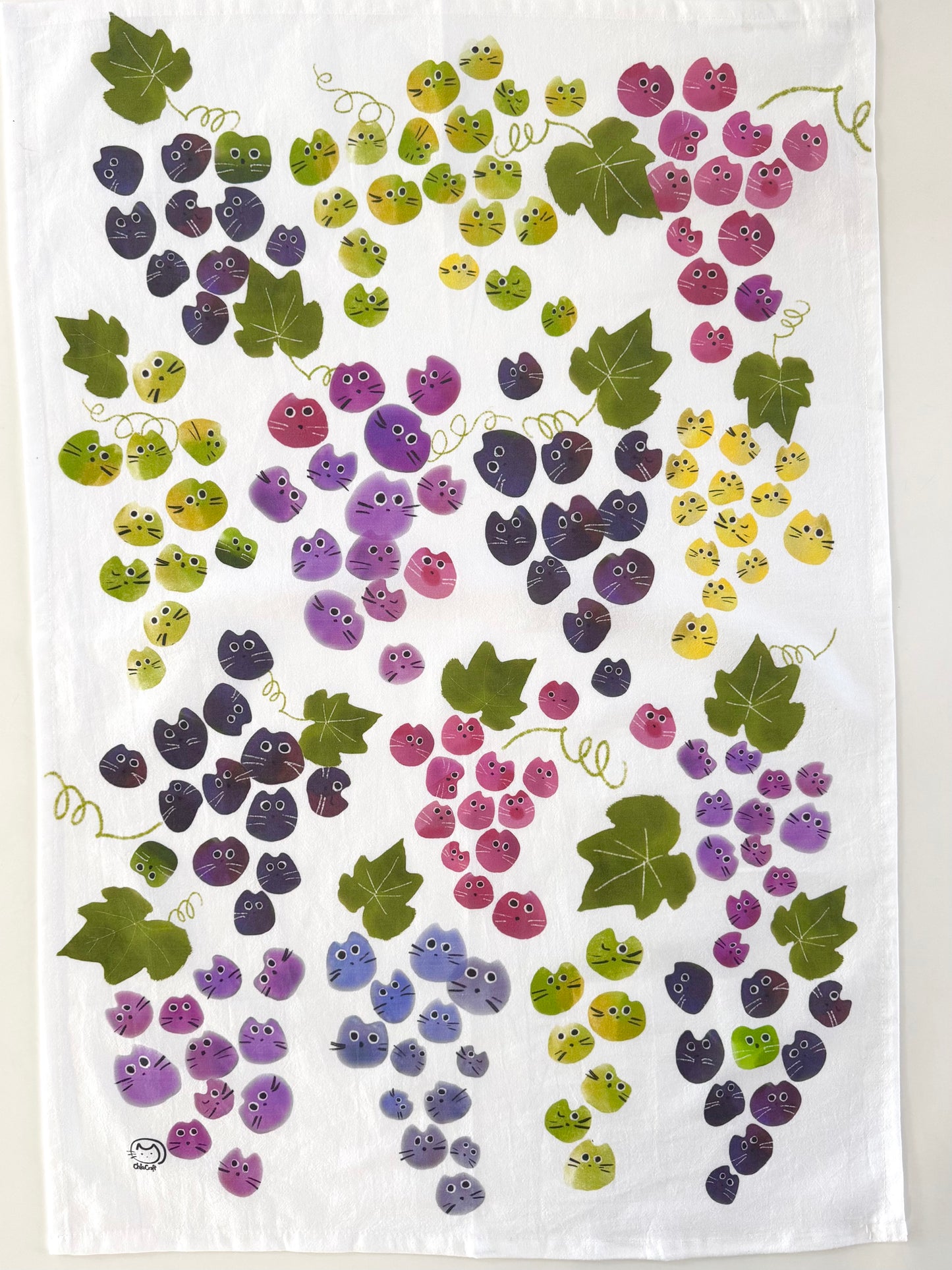 Grape Cat Tea Towel