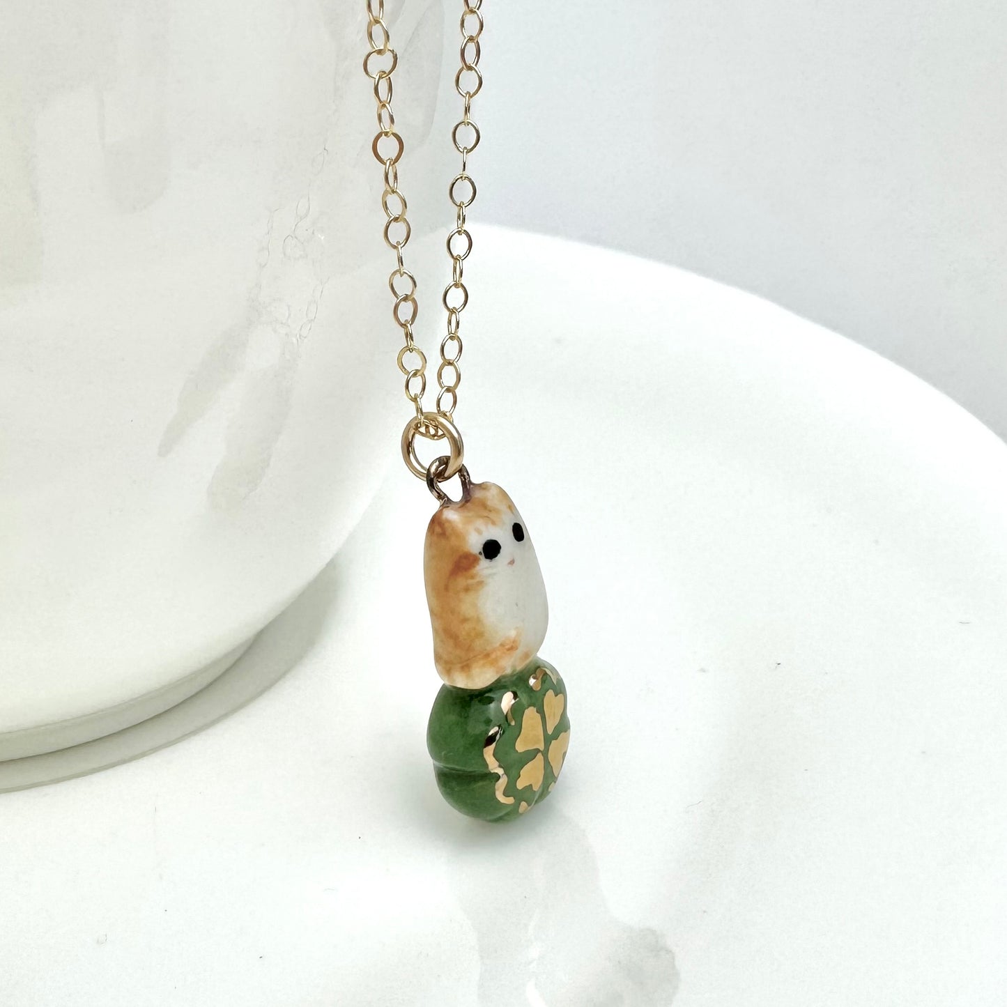 Four Leaf Clover Cat Necklace
