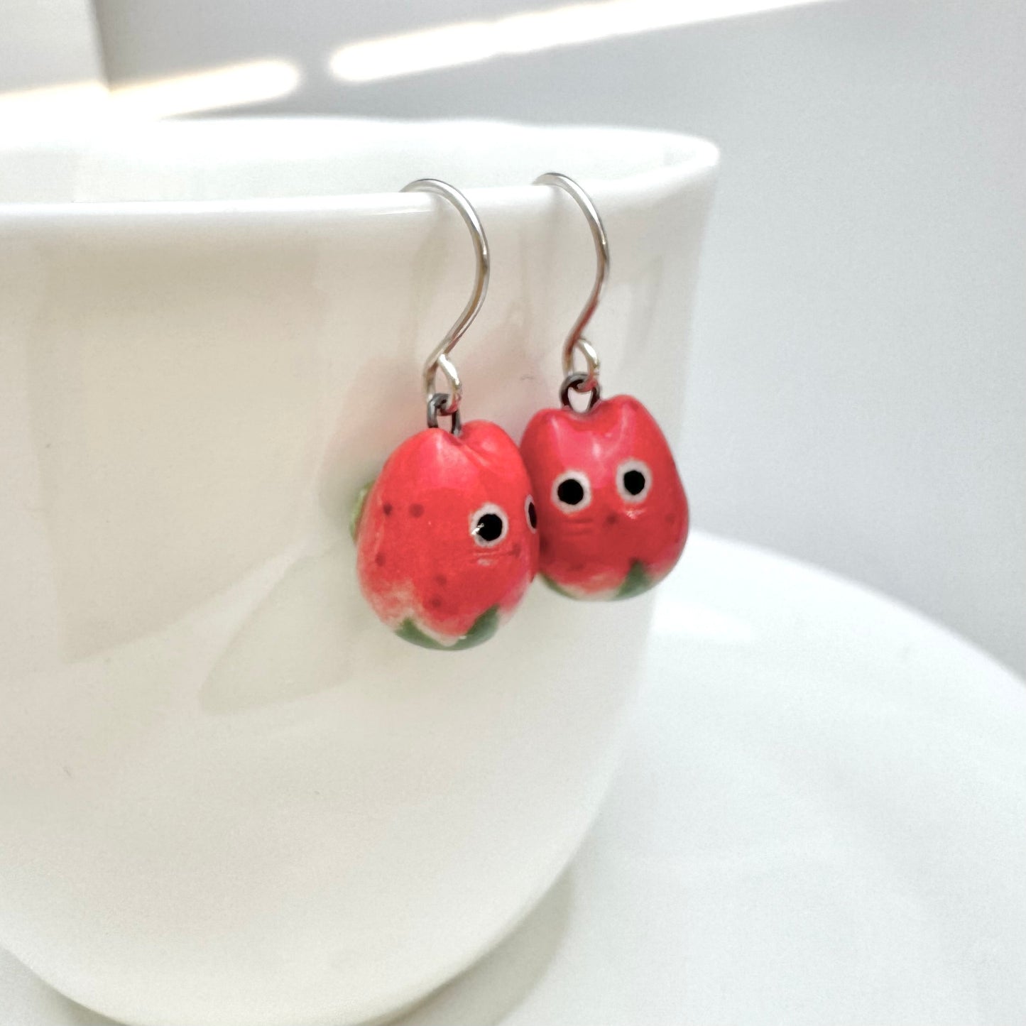 Strawberry Cat Earrings