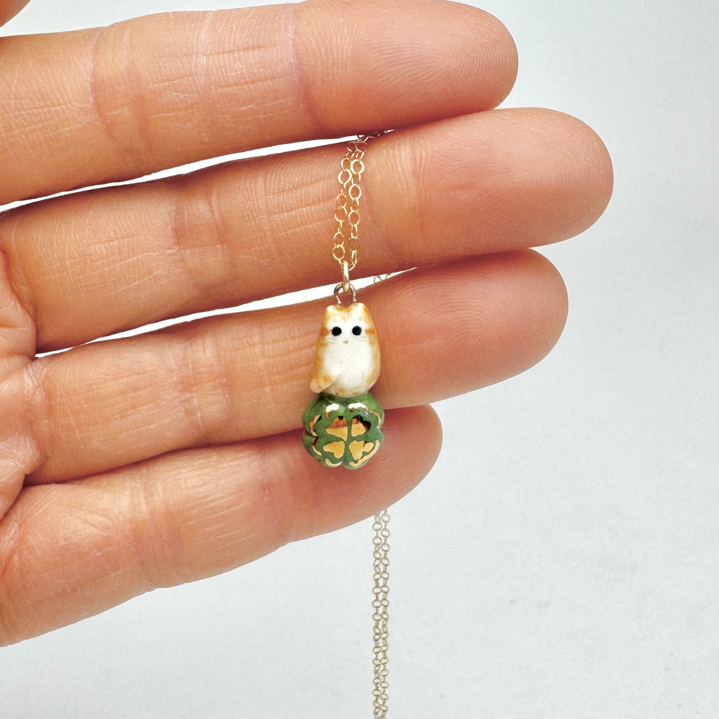 Four Leaf Clover Cat Necklace