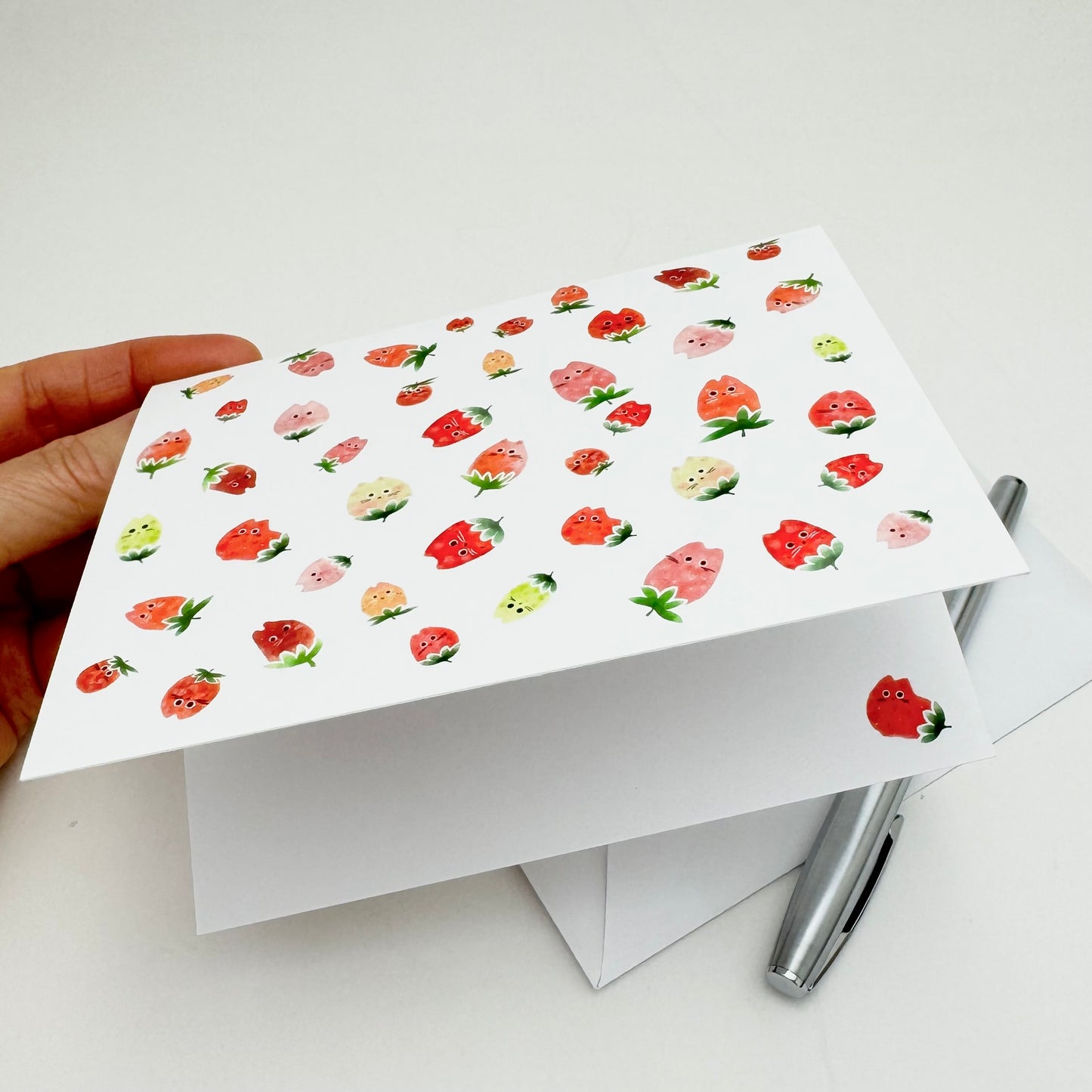 Strawberry Cat Greeting Card