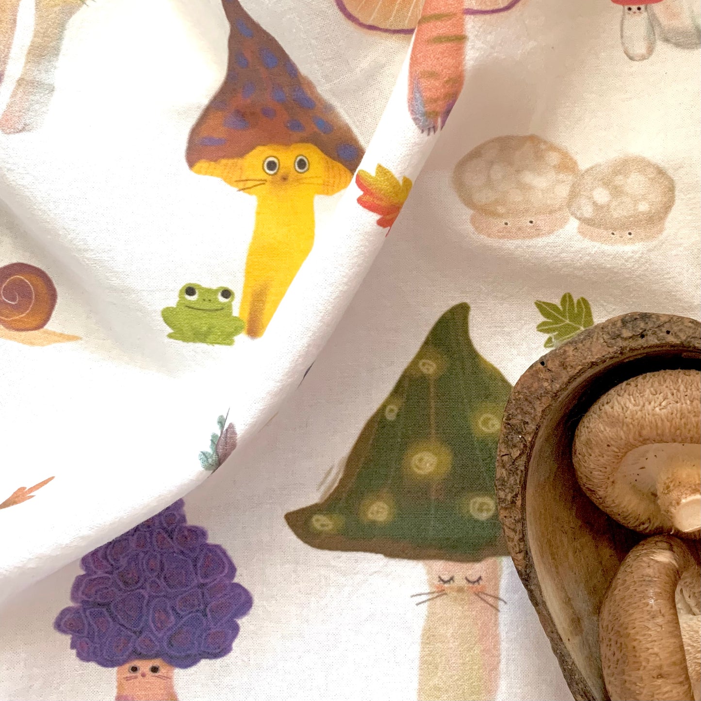 Mushroom Cat Tea Towel
