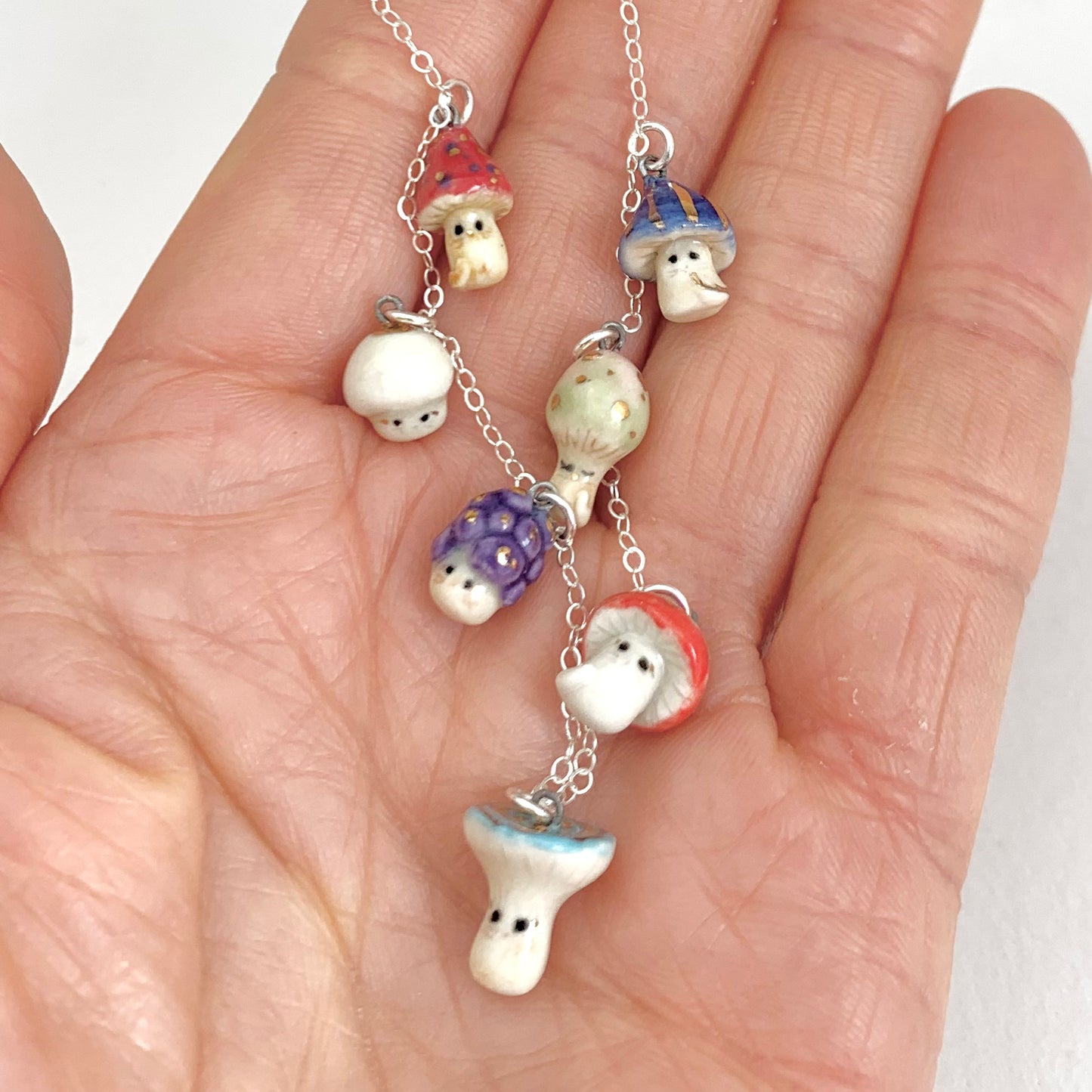 Multi Mushroom Cat Necklace