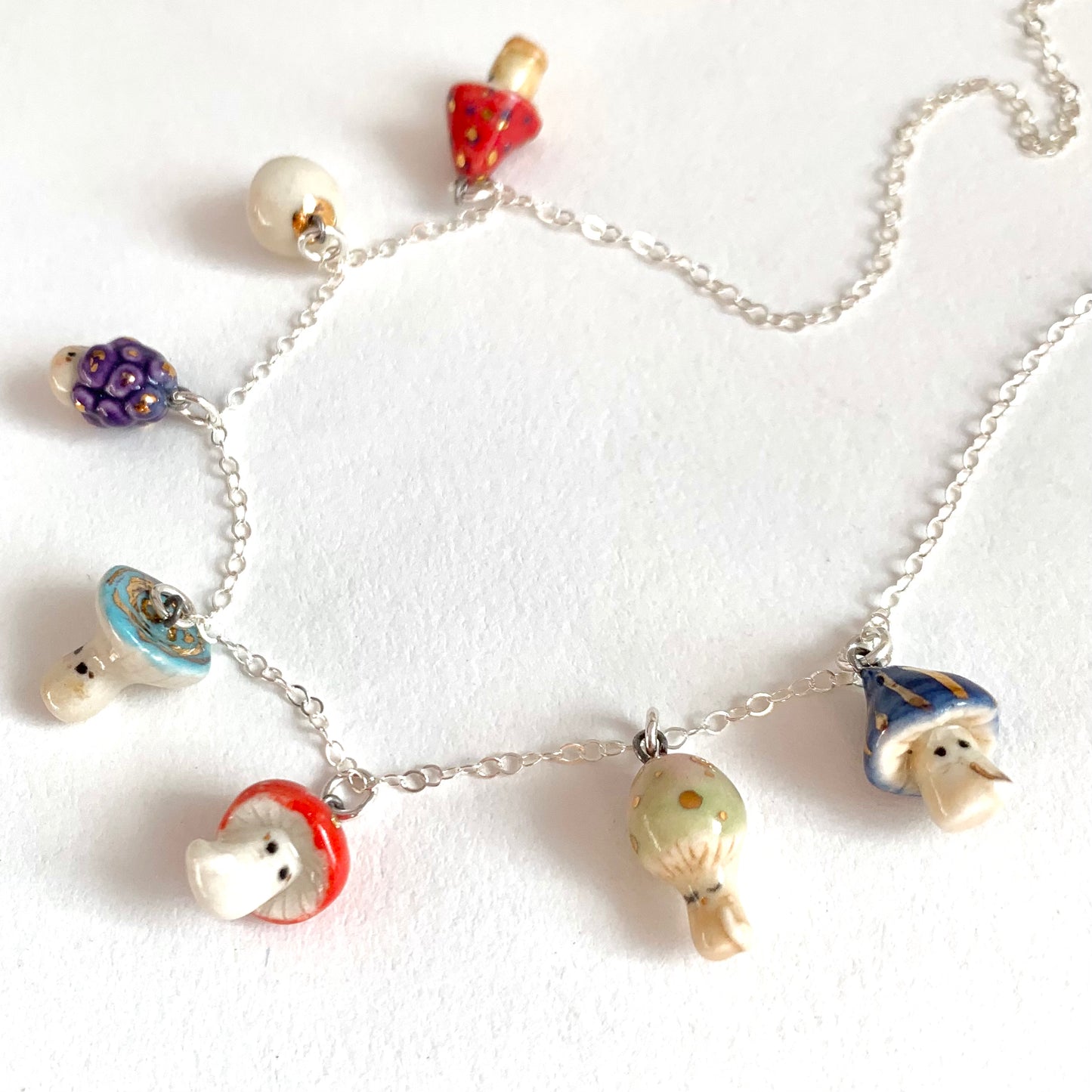 Multi Mushroom Cat Necklace