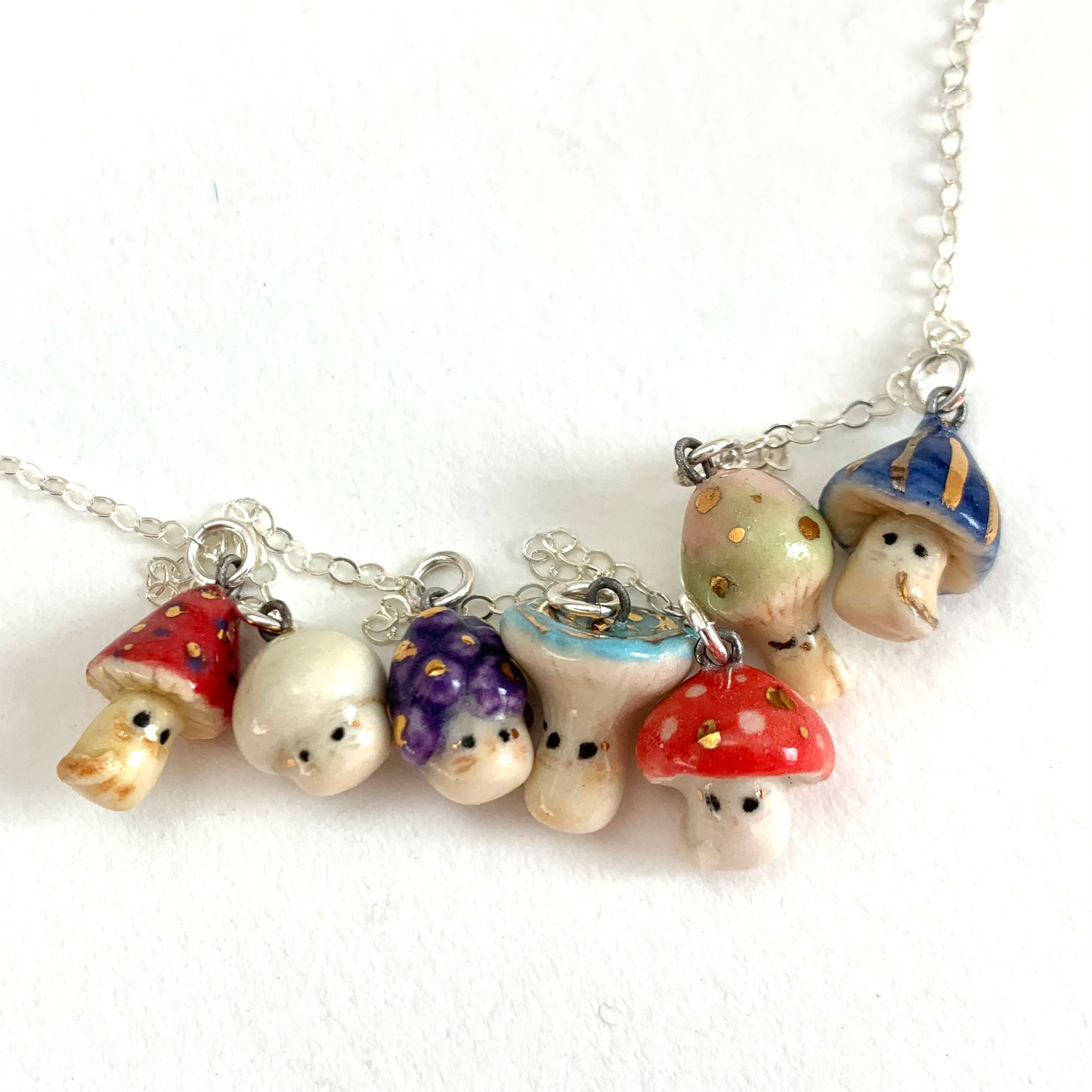 Multi Mushroom Cat Necklace