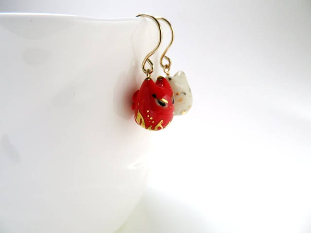 Angel & Devil Cat Dangle Earrings