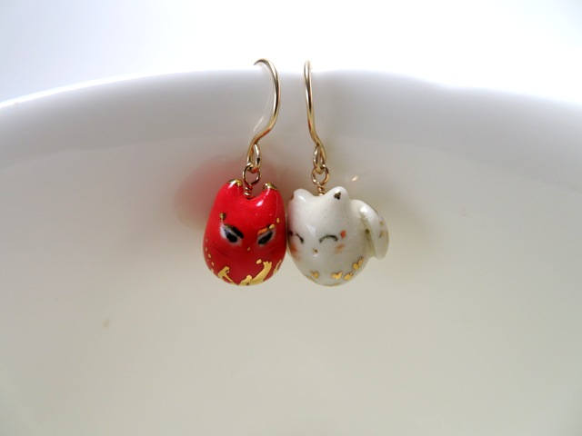 Angel & Devil Cat Dangle Earrings