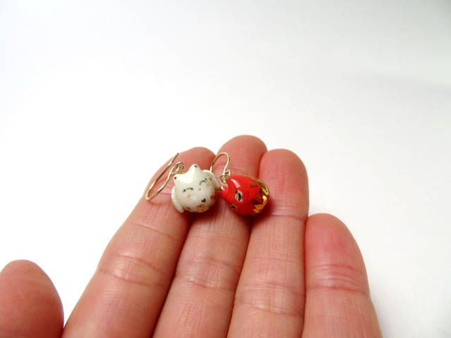 Angel & Devil Cat Dangle Earrings