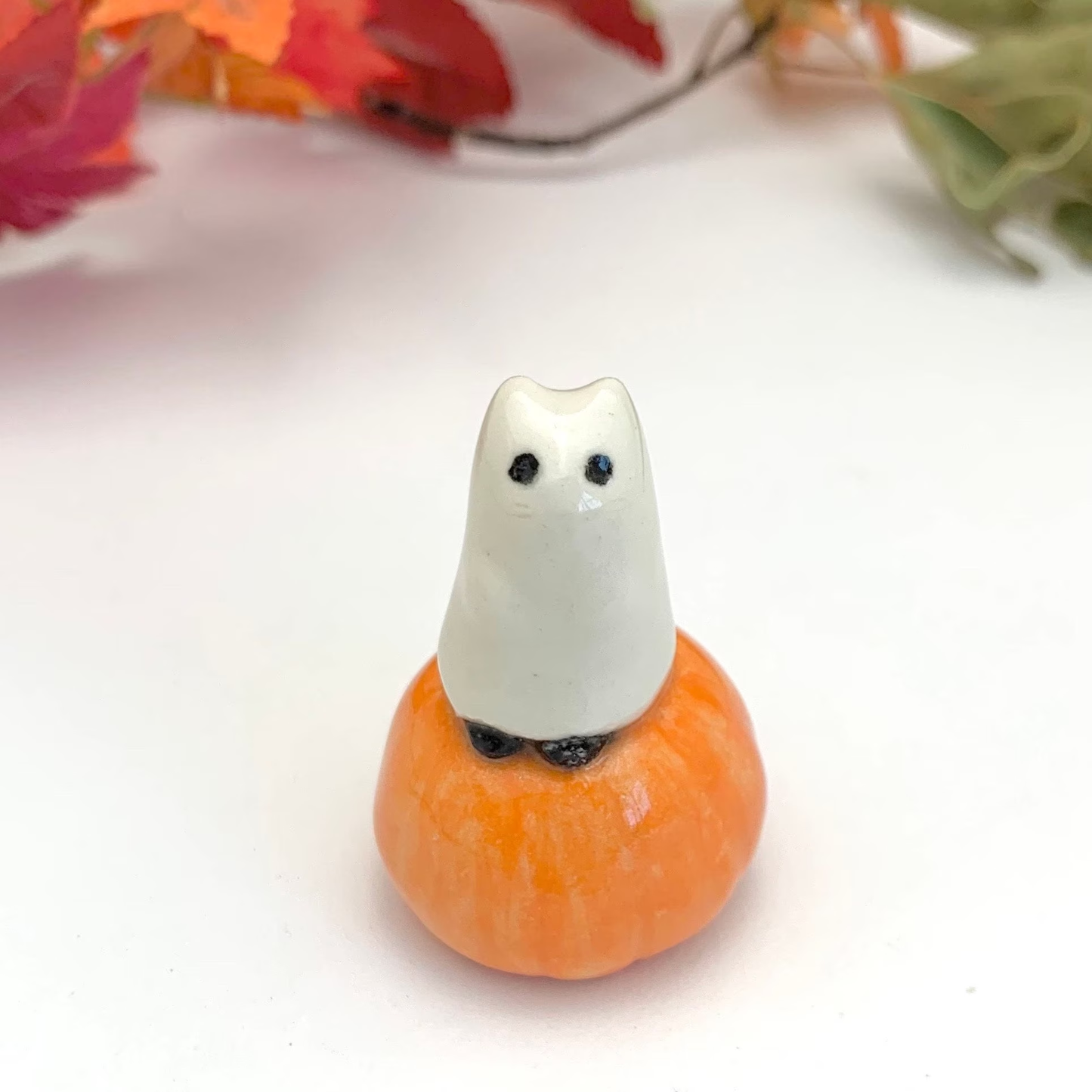 Ghost Cat Pumpkin Mini Figurine