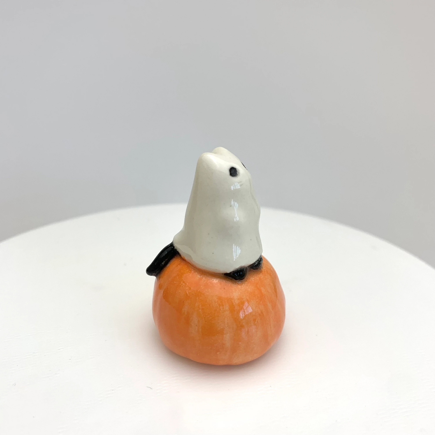 Ghost Cat Pumpkin Mini Figurine