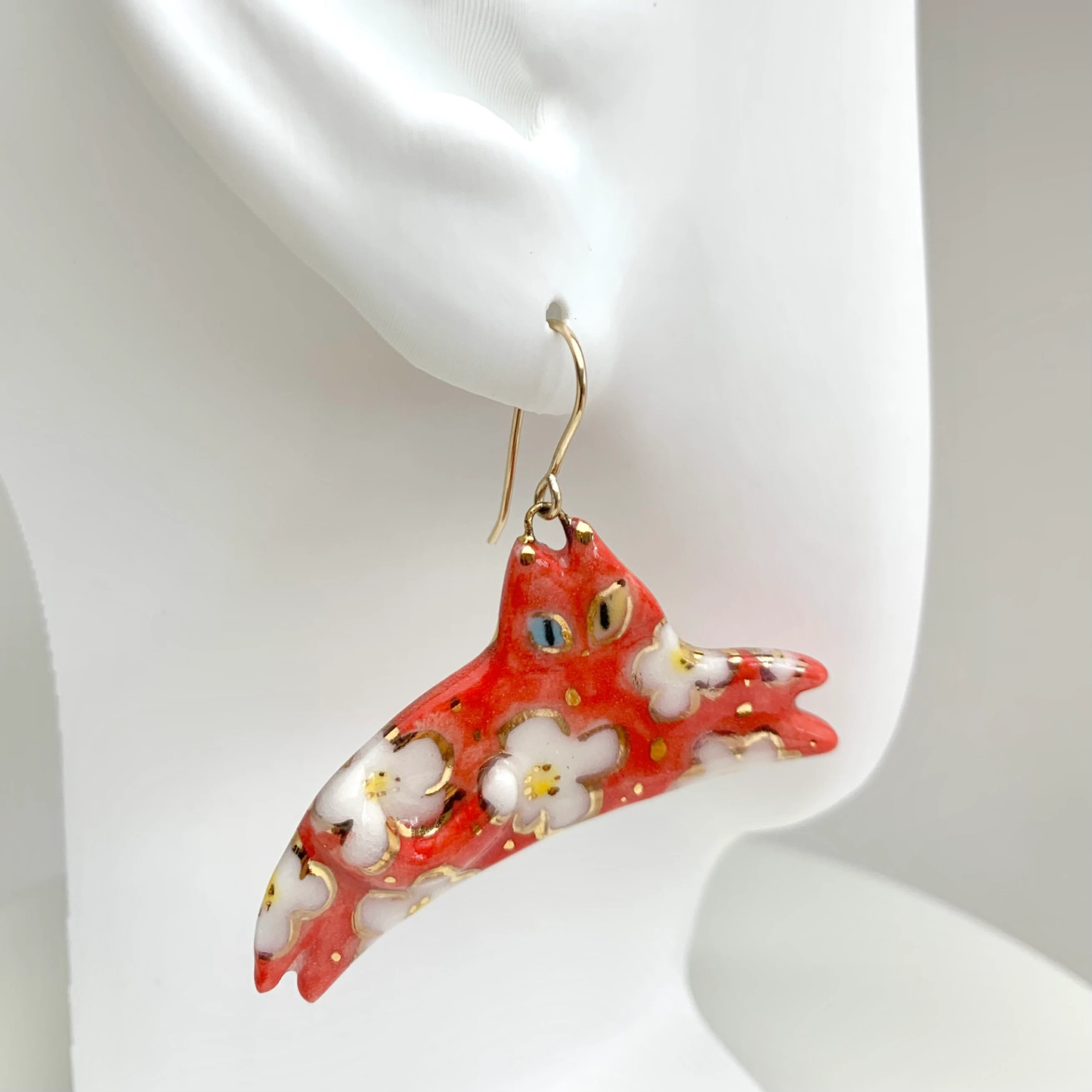 Statement Red Cat Dangle Earrings
