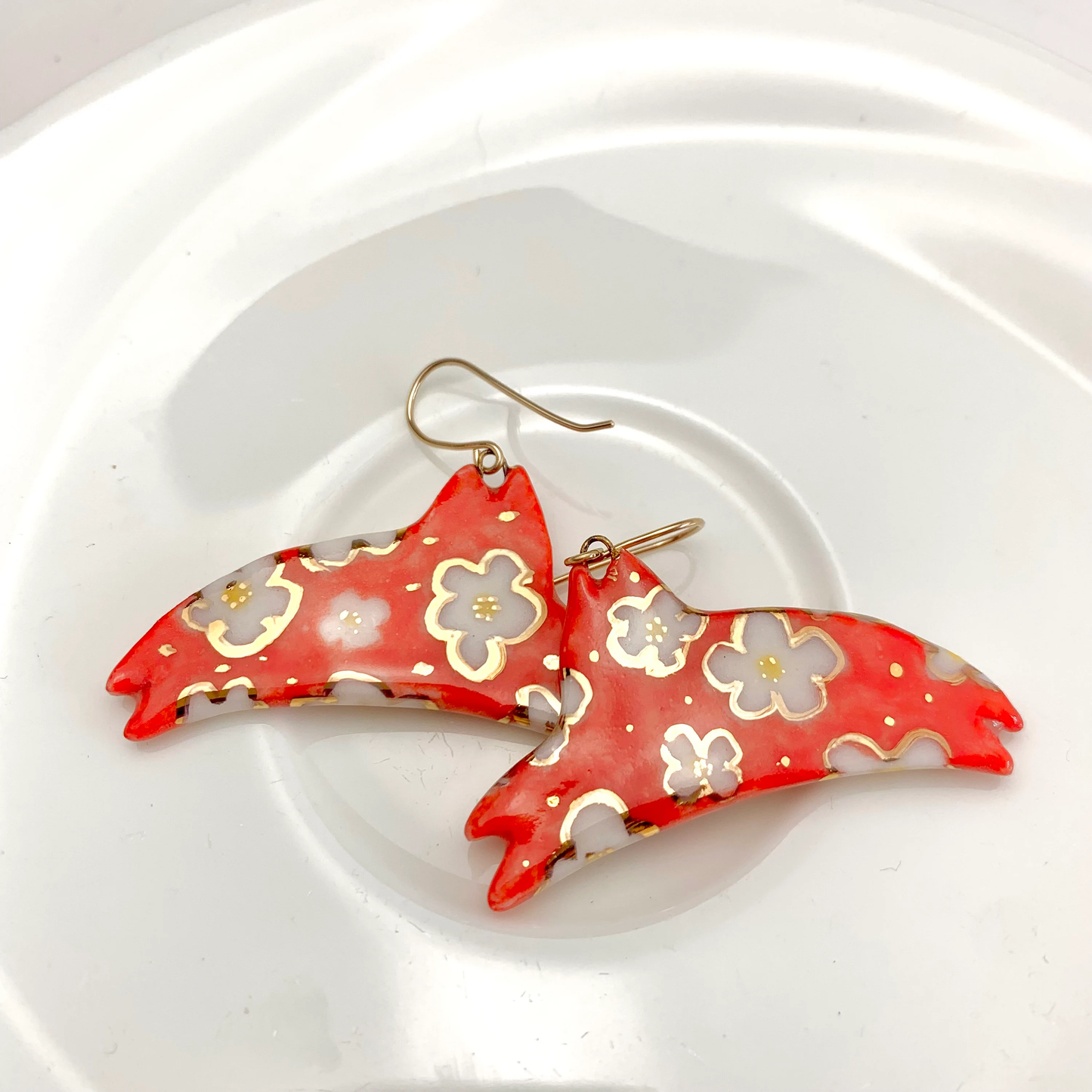 Statement Red Cat Dangle Earrings