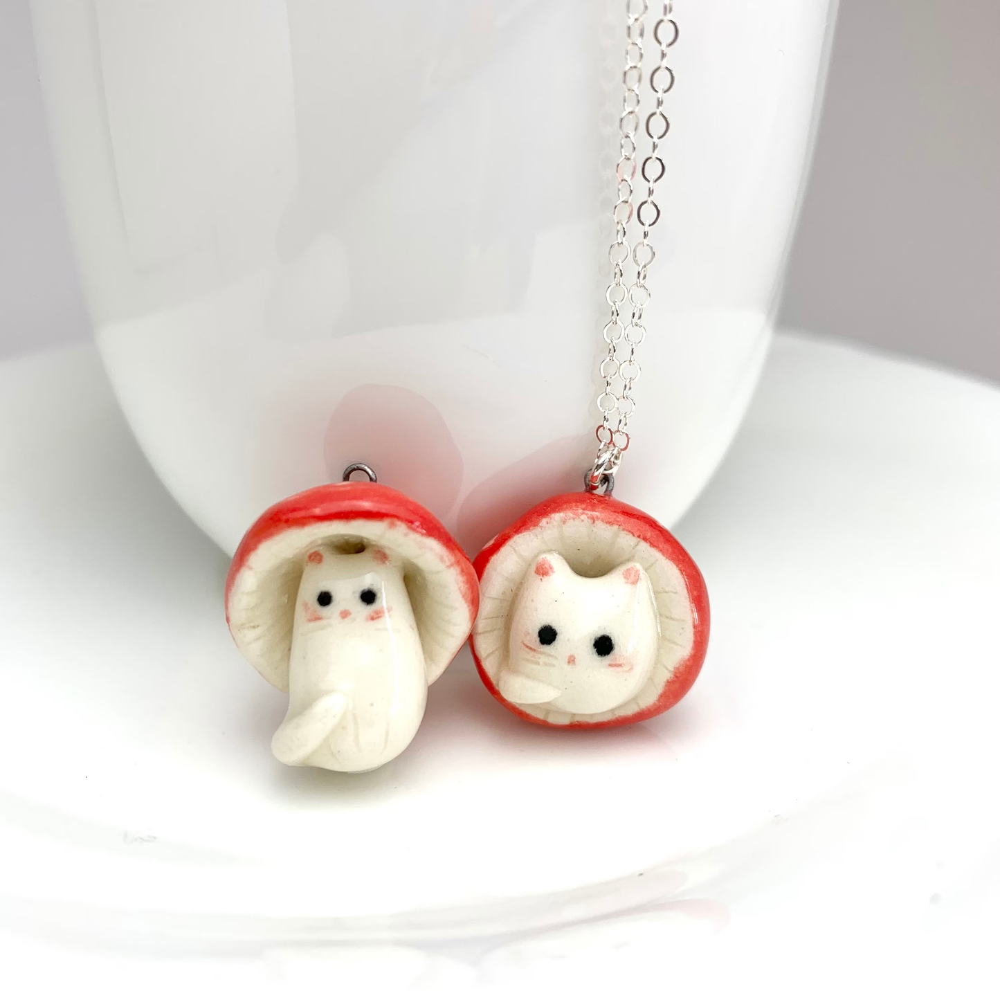 Mushroom Cat Necklace