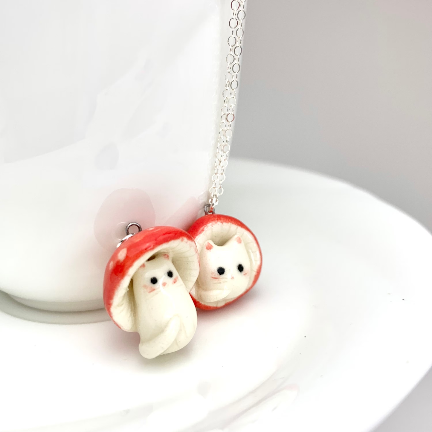 Mushroom Cat Necklace