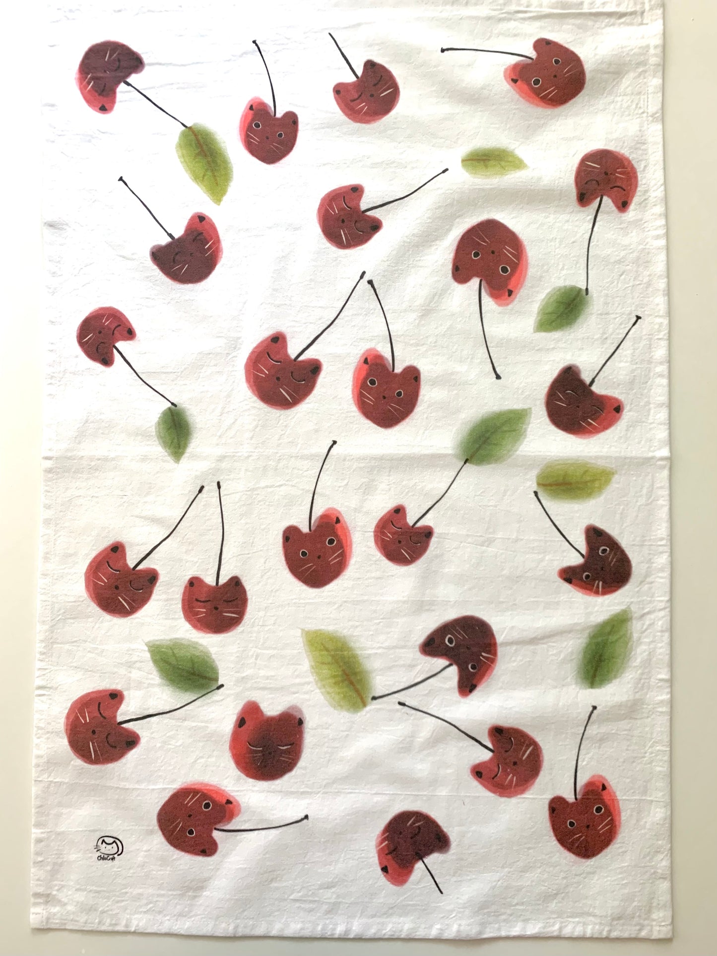 Cherry Cat Tea Towel