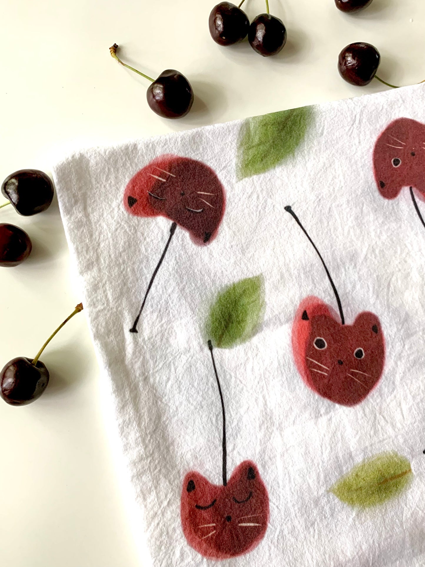 Cherry Cat Tea Towel
