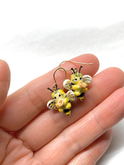 Bee Cat Dangle Earrings