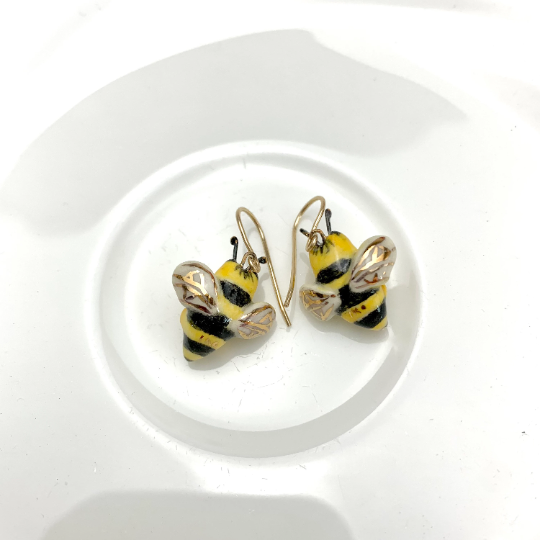 Bee Cat Dangle Earrings