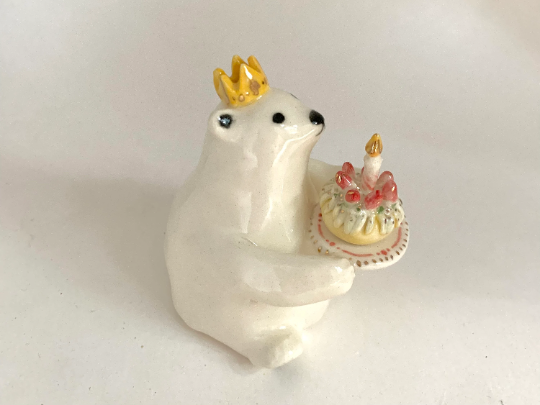 Birthday Cake Bear Figurine