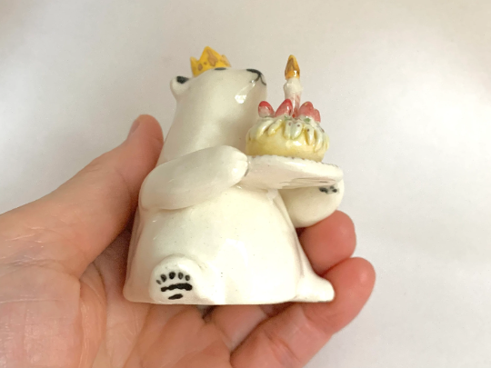 Birthday Cake Bear Figurine