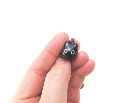 Black Cat Red Heart Necklace