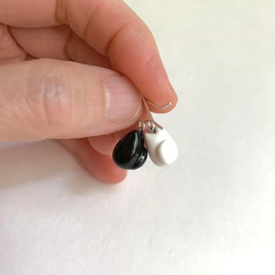 Black & White Cat Dangle Earrings