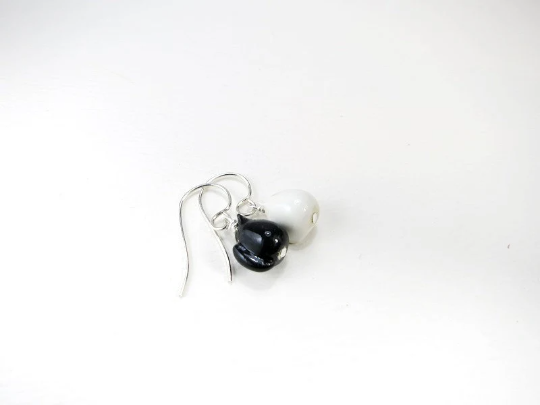 Black & White Cat Dangle Earrings