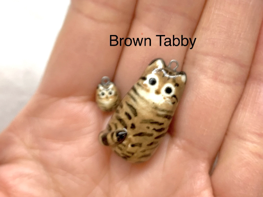 Brown tabby charm in two sizes