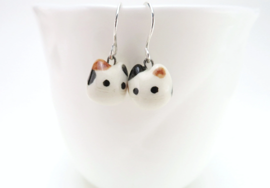 Calico Cat Dangle Earrings