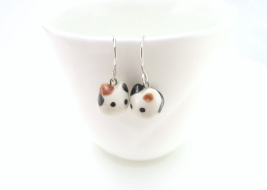 Calico Cat Dangle Earrings