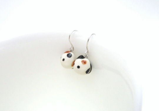 Calico Cat Dangle Earrings