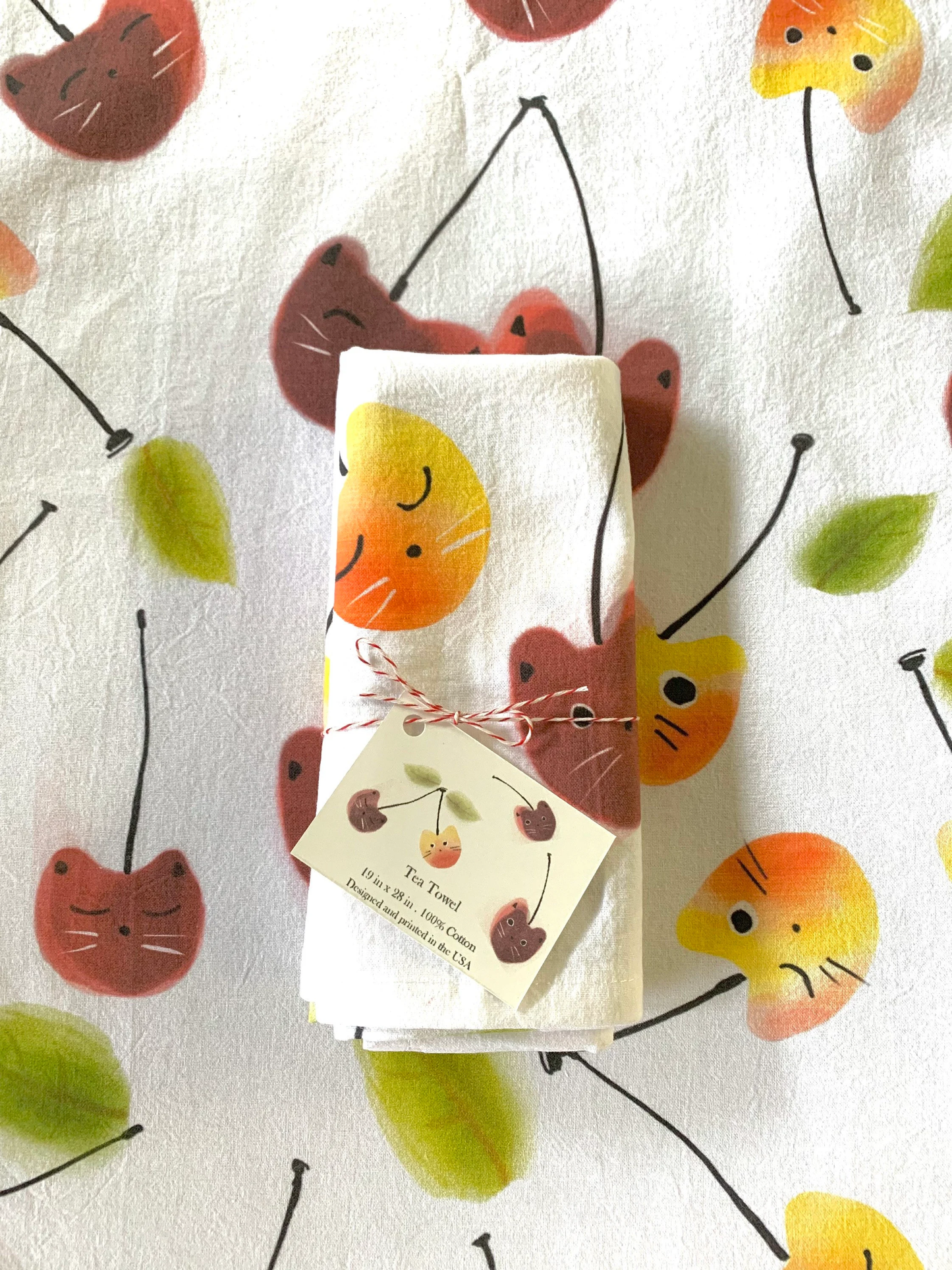 Cherry Cat Tea Towel