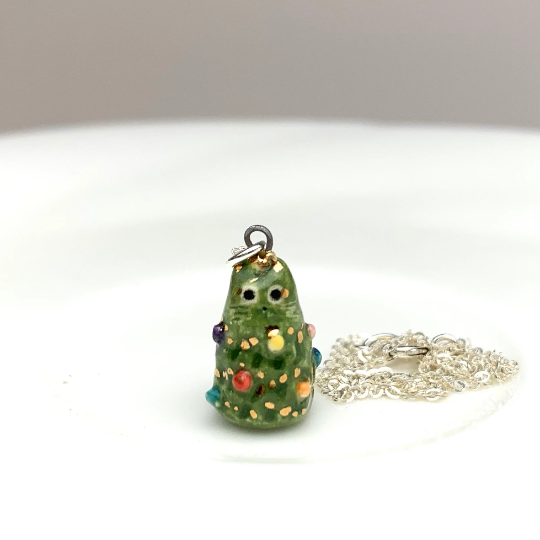 Christmas Tree Cat Necklace