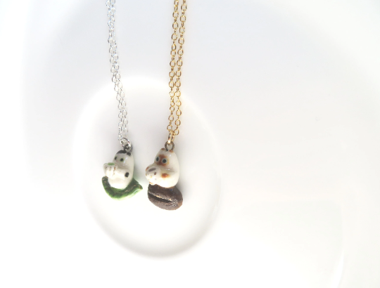 Coffee & Tea Cat Necklace