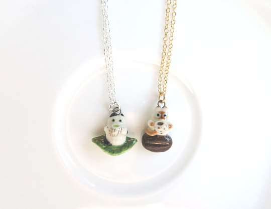 Coffee & Tea Cat Necklace